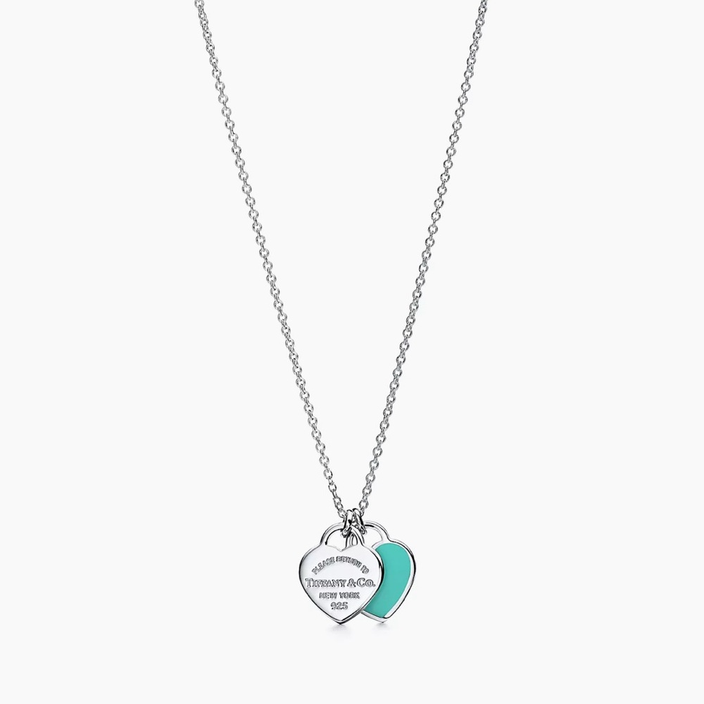 Tiffany and Co blue double heart tag pendant